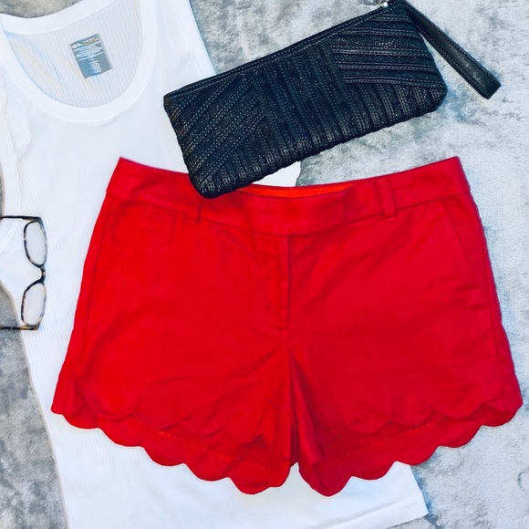 J. Crew Scallop Edge shorts Red Size 6 - Picture 2 of 7